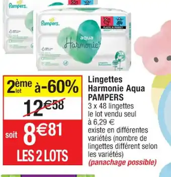 Cora x Carrefour Lingettes Harmonie Aqua Pampers offre