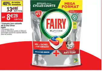 Cora x Carrefour Capsules Lave-Vaisselle All -In One Citron Fairy offre