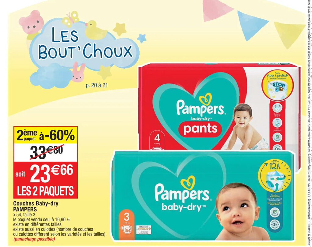 Promo Couches BabyDry Pampers chez Cora