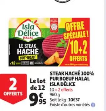 Auchan Steak Hache 100% Pur Boeuf Halal Isla Delice offre