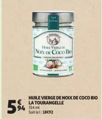 Auchan Huile Vierge de Noix de Coco Bio La Tourangelle offre