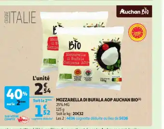 Auchan Mozzarella Di Bufala AOP Auchan Bio offre