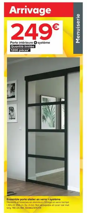 Castorama Ensemble Porte Atelier En Verre +Système offre