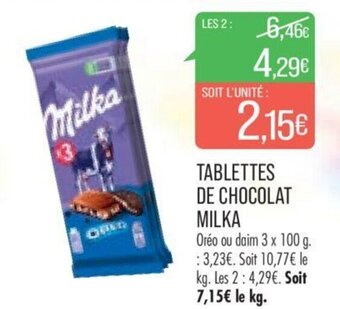 Match Tablettes De Chocolat Milka offre