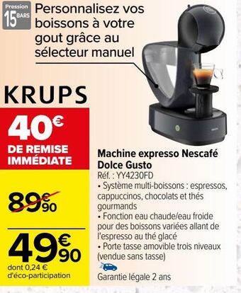 Carrefour Machine expresso nescafé dolce gusto offre
