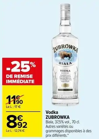 Carrefour Market Vodka zubrowka offre