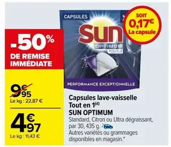 Carrefour Capsules lave-vaisselle tout en 1(d) sun optimum offre