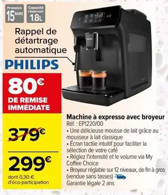 Carrefour Machine à expresso avec broyeur offre