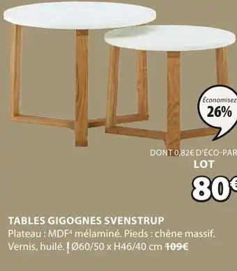 JYSK Tables Gigognes Svenstrup offre