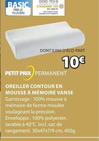JYSK Oreiller Contour en Mousse à Mémoire Vanse offre