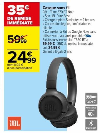 Carrefour Casque sans fil offre