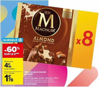Carrefour Bâtonnets glacés amande magnum offre