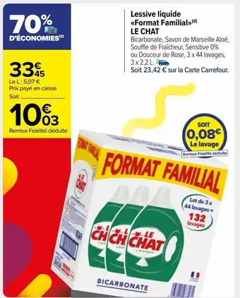 Carrefour Market Lessive liquide format familial(d) le chat offre