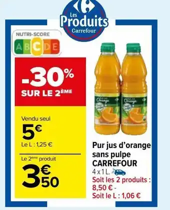 Carrefour Market Pur jus d’orange sans pulpe carrefour offre