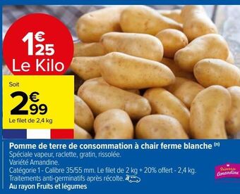 Carrefour Market Pomme de terre de consommation à chair ferme blanche offre
