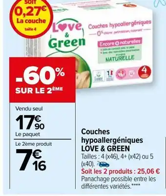 Carrefour Market Couches hypoallergéniques love & green offre