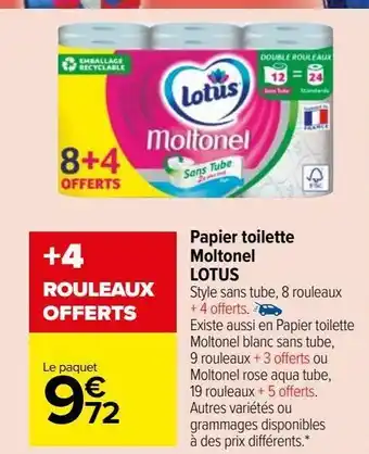 Carrefour Market Papier toilette moltonel lotus offre