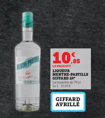 Super U Liqueur Menthe-Pastille Giffard 24 offre