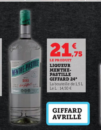 Super U Liqueur Menthe-Pastille Giffard 24 offre