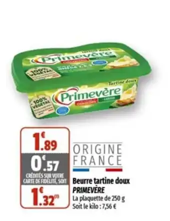 Coccinelle Supermarché Beurre tartine doux PRIMEVÈRE offre