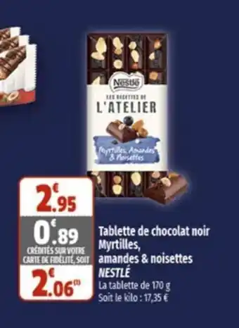 Coccinelle Supermarché Tablette de chocolat noir myrtilles, amandes & noisettes NESTLÉ offre