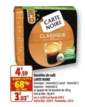 Dosettes de café CARTE NOIRE