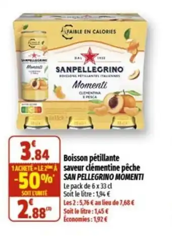 Boisson pétillante saveur clémentine pêche SAN PELLEGRINO MOMENTI