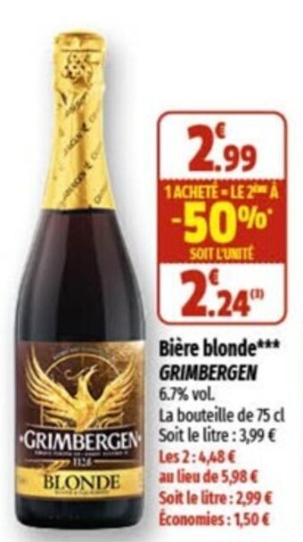 Coccinelle Supermarché Bière blonde GRIMBERGEN offre