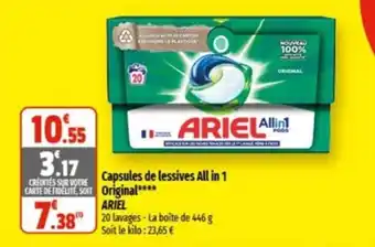 Coccinelle Supermarché Capsules de lessives all in 1 original ARIEL offre