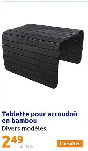 Action Tablette pour accoudoir en bambou offre