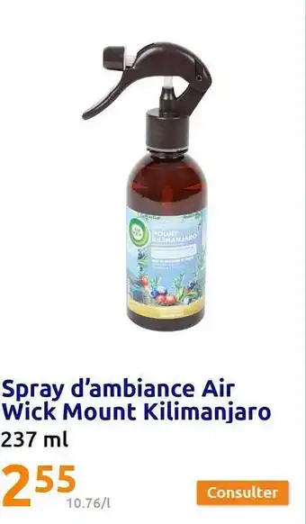 Action Spray d'ambiance air wick mount kilimanjaro offre