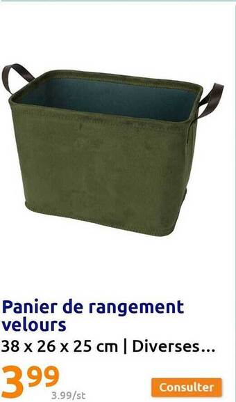Action Panier de rangement velours offre
