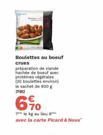 Picard Boulettes au boeuf crues offre