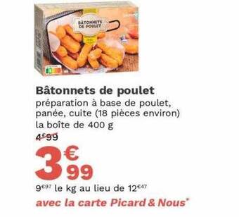Picard Bâtonnets de poulet offre