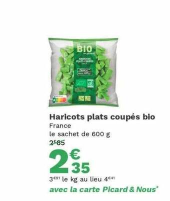 Picard Haricots plats coupés bio offre