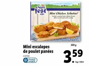 Lidl Mini escalopes de poulet panées alpen fest offre