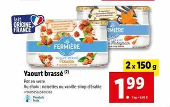 Lidl Yaourt brassé la fermière offre