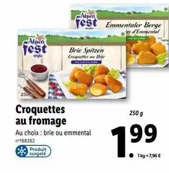 Lidl Croquettes au fromage alpen fest offre