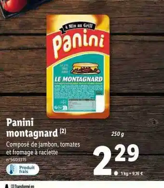 Lidl Panini montagnard offre
