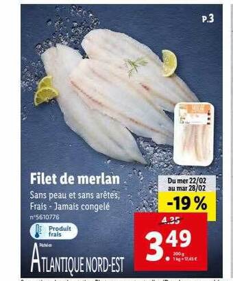 Lidl Filet de merlan offre