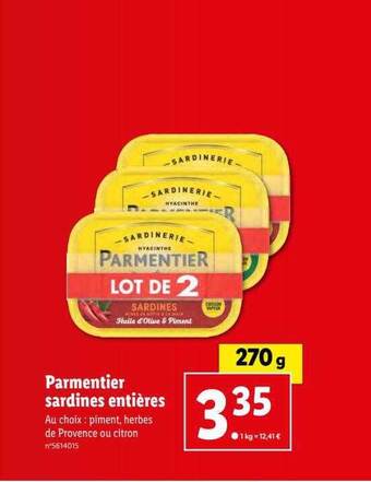 Lidl Parmentier sardines entières offre