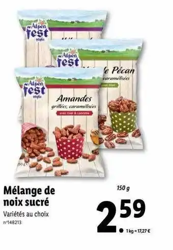 Lidl Mélange de noix sucré alpen fest style offre