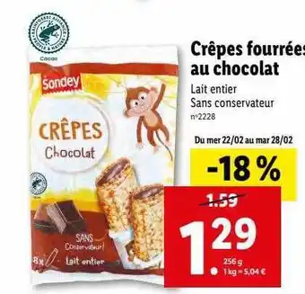 Lidl Crêpes fourrées au chocolat sondey offre