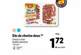 Lidl Dés de chorizo doux saint alby offre