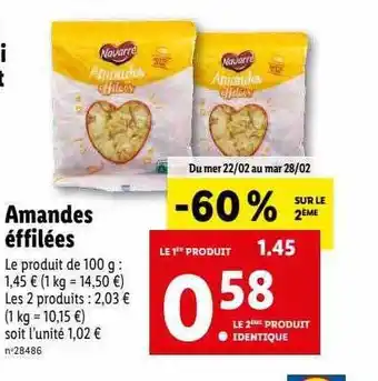 Lidl Amandes effilées navarre offre