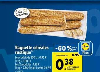 Lidl Baguette céréales rustique offre