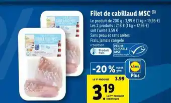 Lidl Filet de cabillaud msc offre