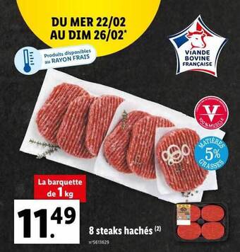 Lidl 8 steaks hachés offre