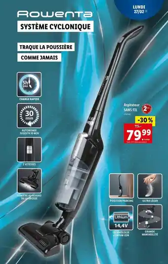 Lidl Aspirateur sans fil rowenta offre