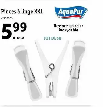 Lidl Pinces à linge xxl aquapur offre